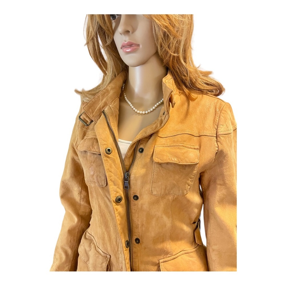 VTG Banana Republic BOHO Woman’s Tan Buttery leather  Utility jacket sz M